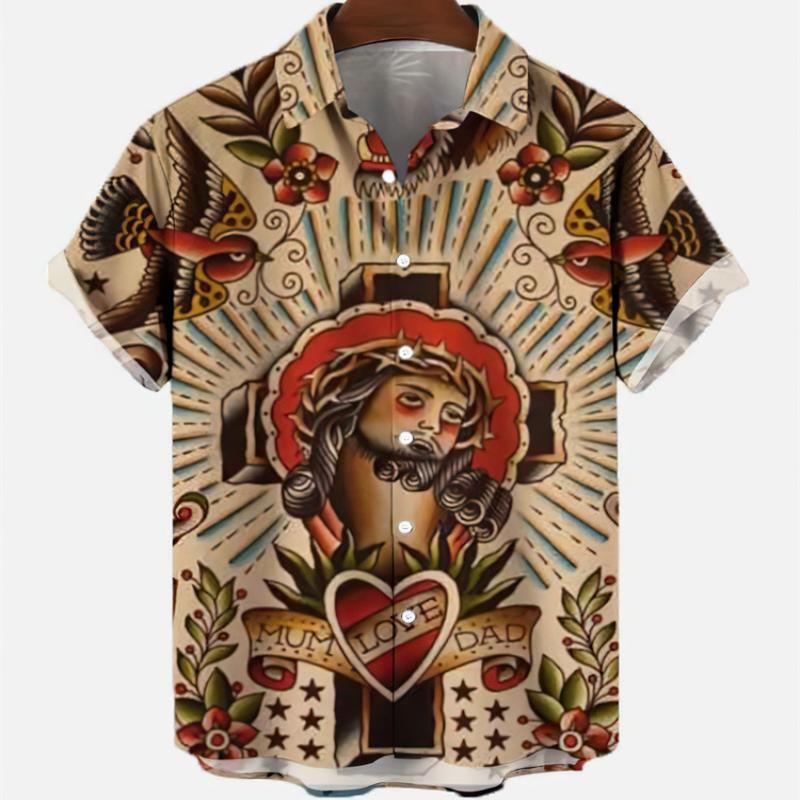 Vintage Hawaiian Floral Shirt - قمصان هاواي للرجال بأكمام قصيرة مع