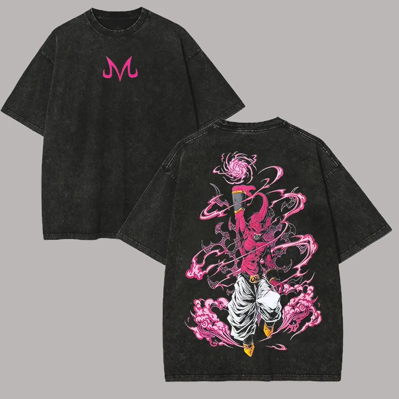 Acid Wash Vintage Graphic T Shirt - تي شيرت كيد بوو دراغون بول
