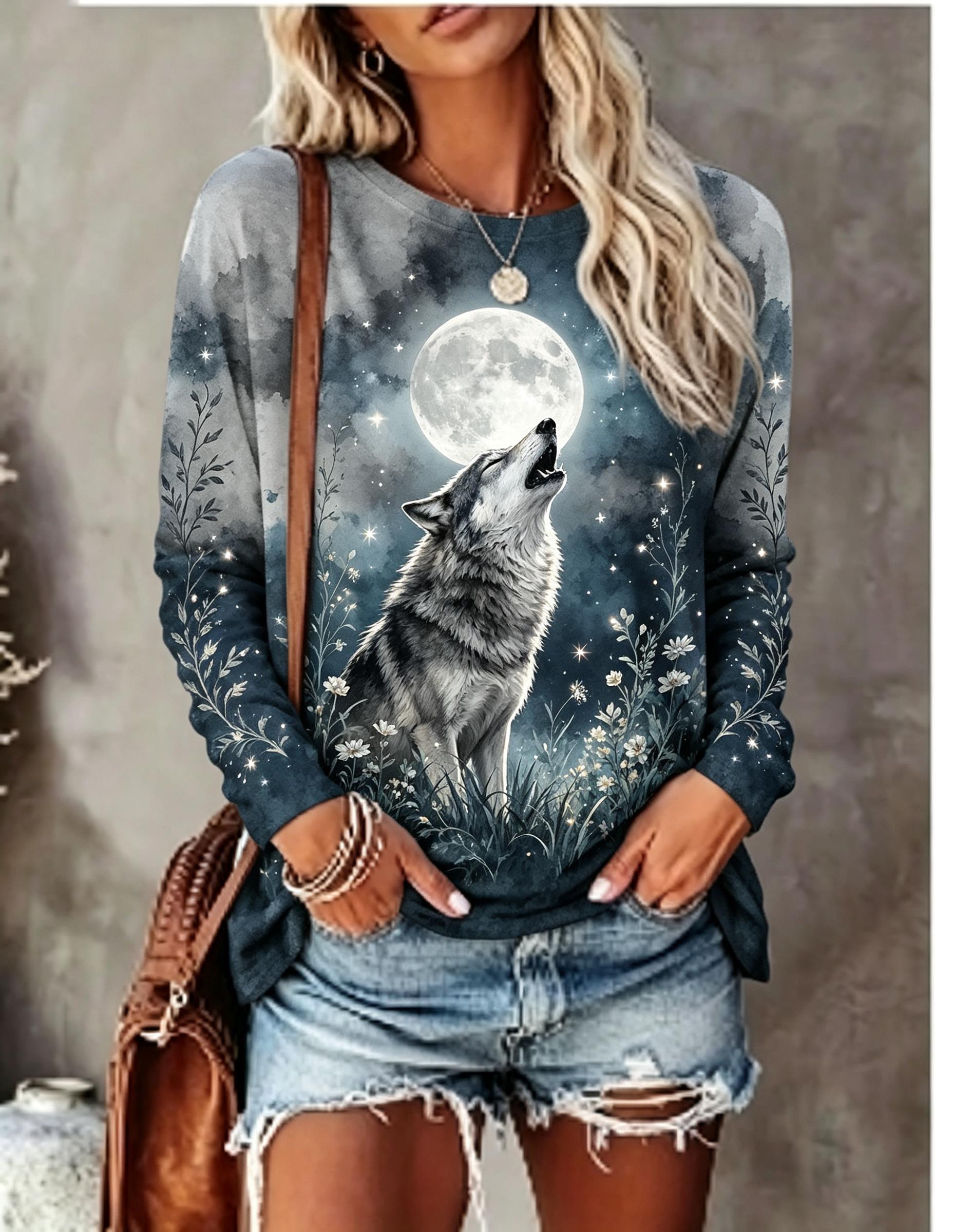 T-Shirts - تي شيرت نسائي بأكمام طويلة، بتصميم