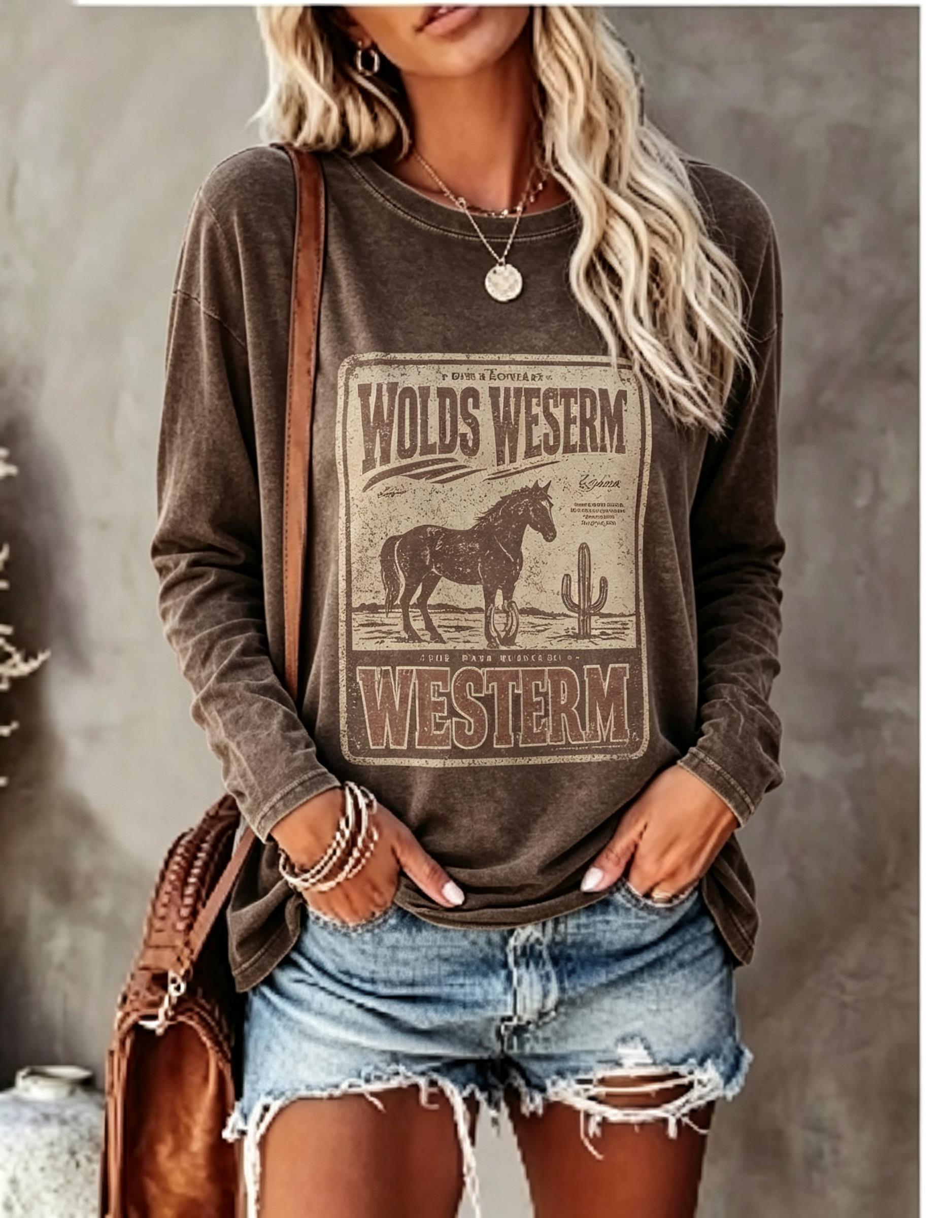 T-Shirts - تي شيرت نسائي بأكمام طويلة، بتصميم