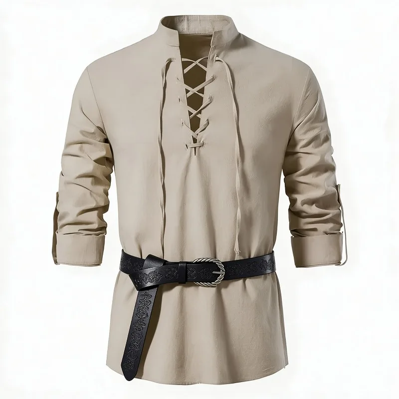 قميص رجالي من القرون الوسطى بت - مراجعة Medieval Gothic Lace Up Pirate Shirt وسعره