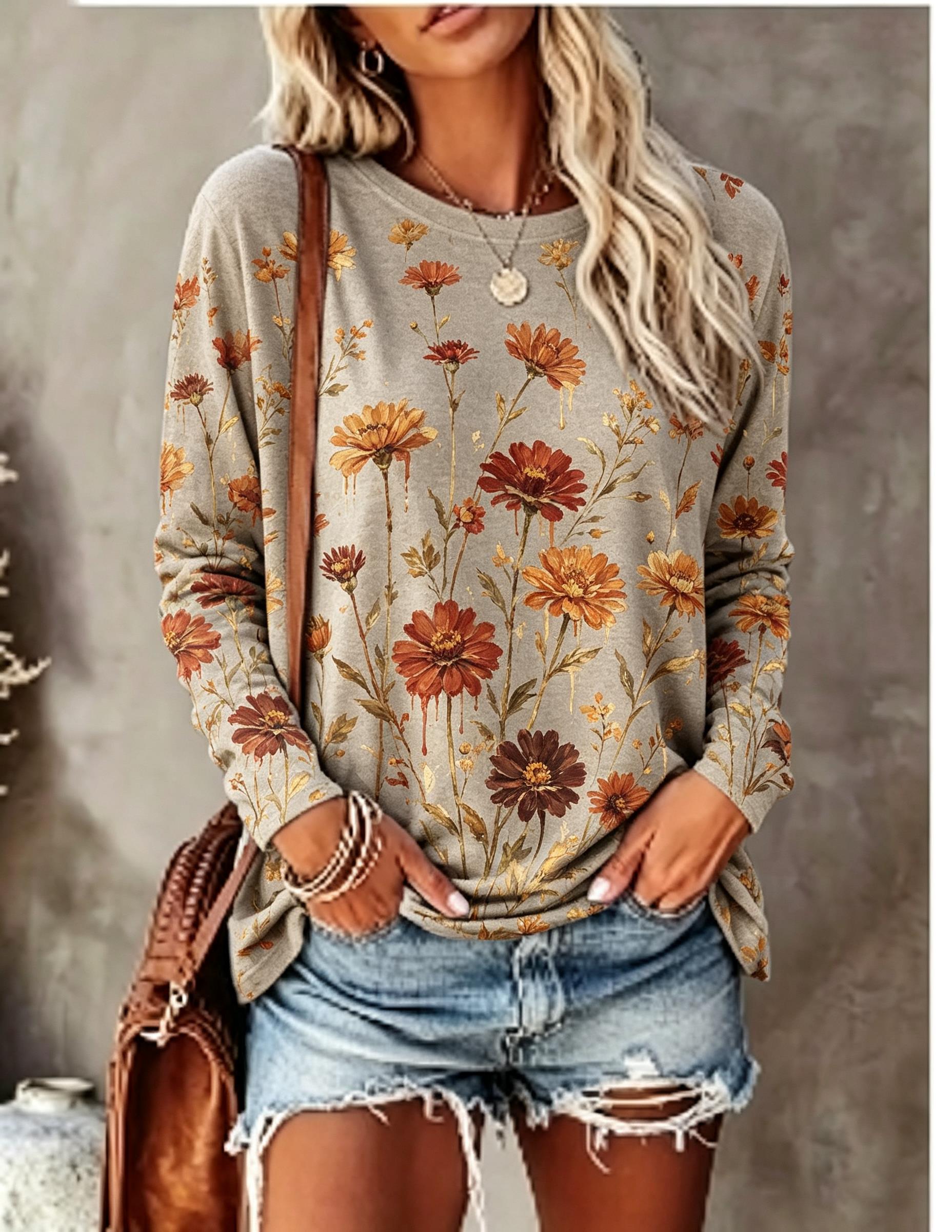 قميص نسائي بأكمام طويلة بطبعة  - مراجعة T-Shirts وسعره