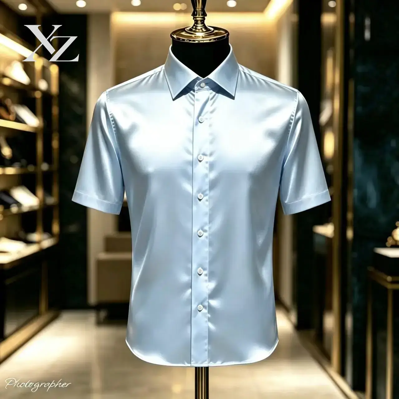 قميص رجالي فاخر من الساتان بلو - مراجعة Mens Satin Silk Dress Shirt وسعره